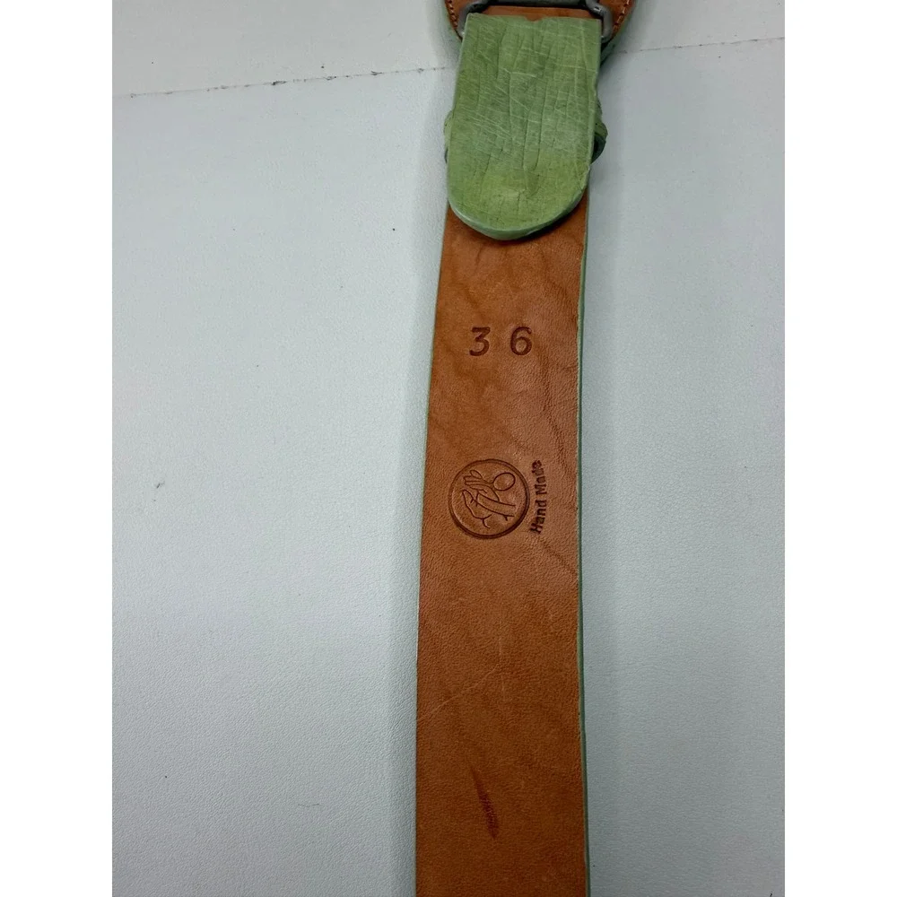 Wild West Pistachio Full Quill Ostrich Leather Belt Size 36 Handmade‎ NEW